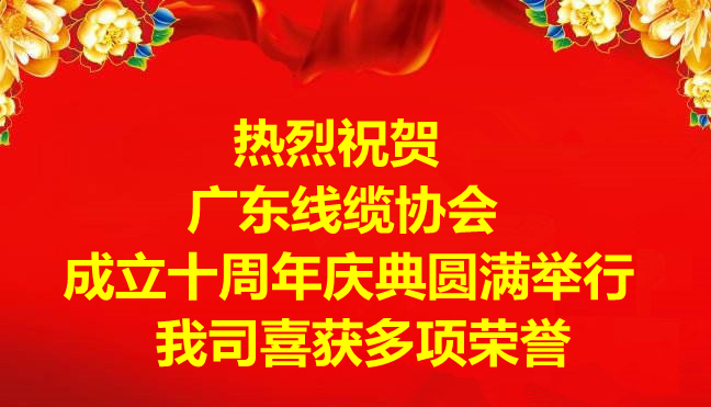 祝賀廣東線纜協(xié)會(huì)成立十周年慶典圓滿舉行，我司喜獲多項(xiàng)榮譽(yù)!