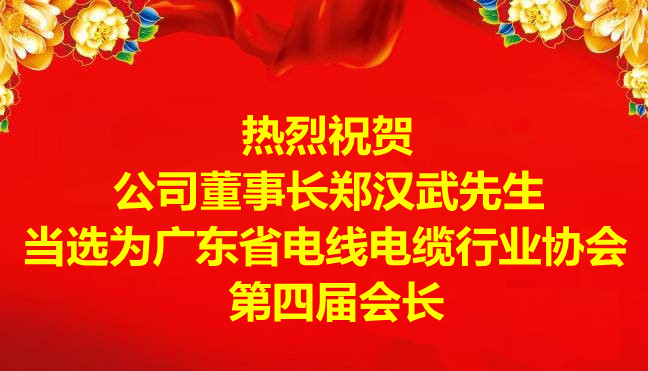 熱烈祝賀公司董事長鄭漢武先生當選為廣東省電線電纜行業(yè)協(xié)會第四屆會長